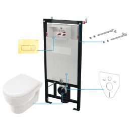 Deante Avis zestaw miska z deską i stelaż z przyciskiem CDAZ6ZPW