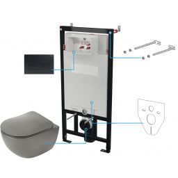 Deante Peonia Zero zestaw stelaż z miską, deską i przyciskiem CDENDZPW