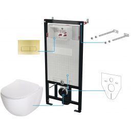 Deante Peonia zestaw stelaż z miską, deską i przyciskiem CDER6ZPW