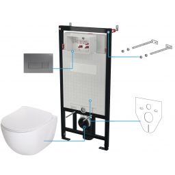 Deante Peonia zestaw miska z deską i stelaż z przyciskiem CDET6ZPW