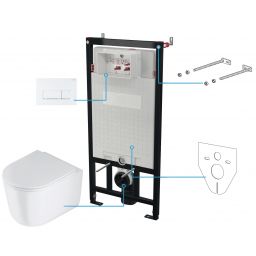 Deante Jasmin zestaw miska z deską i stelaż z przyciskiem spłukiwanie wirowe CDJA6ZPW