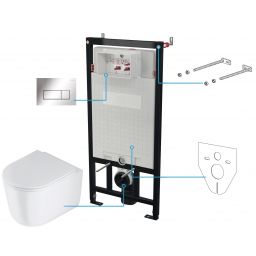 Deante Jasmin zestaw miska z deską i stelaż z przyciskiem spłukiwanie wirowe CDJS6ZPW