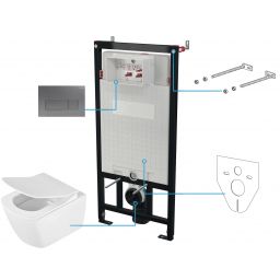 Deante Anemon zestaw miska z deską i stelaż z przyciskiem CDZT6ZPW