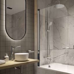 Deante Jasmin parawan nawannowy 78 cm 1-częściowy chrom połysk/szkło przezroczyste KTJ_076P