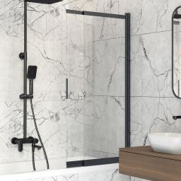 Deante Prizma parawan nawannowy 98,1 cm 2-częściowy czarny mat/szkło przezroczyste KTJ_N73R