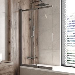 Deante Prizma parawan nawannowy 91,8 cm 1-częściowy titanium mat/szkło przezroczyste KTJ_D73R