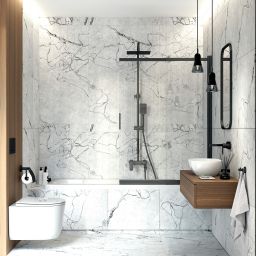 Deante Prizma parawan nawannowy 98,1 cm 2-częściowy czarny mat/szkło przezroczyste KTJ_N73R