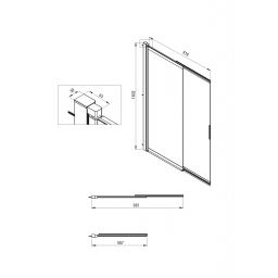 Deante Prizma parawan nawannowy 98,1 cm 2-częściowy złoty połysk/szkło przezroczyste KTJ_Z73R