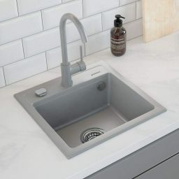 Deante Zorba zlewozmywak granitowy 44x44 cm szary metalik ZQZS103