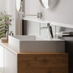 Deante Temisto umywalka 50 cm nablatowa kwadratowa biała CDT6U5S