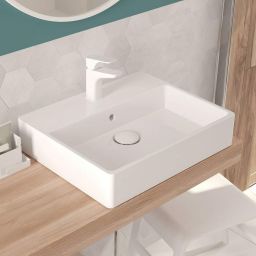 Deante Temisto umywalka 60x50 cm nablatowa prostokątna biała CDT6U6S