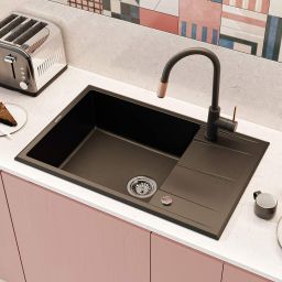 Deante Eridan Nero zlewozmywak granitowy 78x50 cm czarny mat ZQEN11B