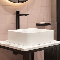 Deante Jasmin umywalka 34,5 cm kwadratowa nablatowa biała CDJ6U3S