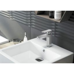 Deante Temisto umywalka 50 cm nablatowa kwadratowa biała CDT6U5S