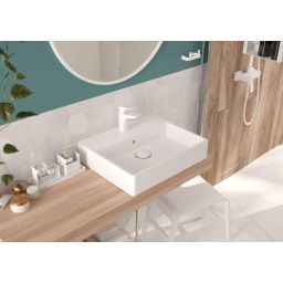 Deante Temisto umywalka 60x50 cm nablatowa prostokątna biała CDT6U6S