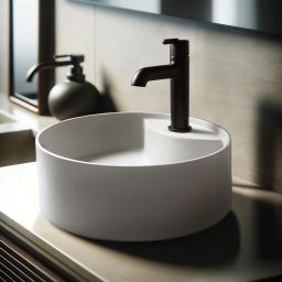 Deante Silia umywalka 36x36 cm okrągła nablatowa biała CQS_AU4B