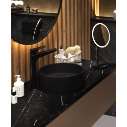 Deante Silia umywalka 36x36 cm okrągła nablatowa czarna CQS_NU4S