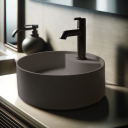 Deante Silia umywalka 36x36 cm okrągła nablatowa antracyt CQS_TU4B