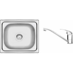 Deante Doppio zlewozmywak stalowy 48x43 cm z baterią kuchenną chrom ZENA0103