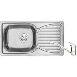 Deante Doppio zlewozmywak stalowy 78x43 cm z baterią kuchenną chrom ZENA0113