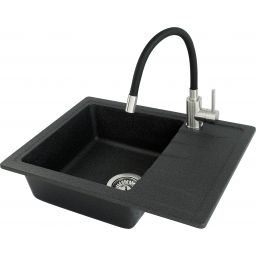 Deante Adel zlewozmywak grafitowy 58x44 cm z baterią kuchenną Luno grafit ZLMZ211A