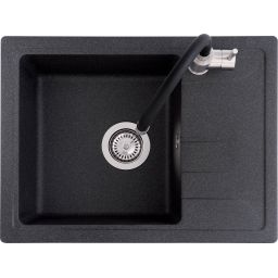 Deante Adel zlewozmywak grafitowy 58x44 cm z baterią kuchenną Luno grafit ZLMZ211A