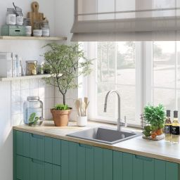 Deante Evora zlewozmywak granitowy 50x50 cm szary metalik ZQJS103