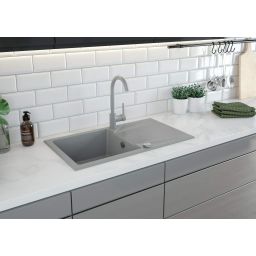 Deante Evora zlewozmywak granitowy 78x44 cm szary metalik ZQJS113