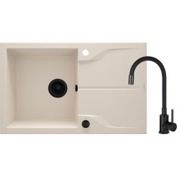 Deante Andante zlewozmywak z baterią beżowy/czarny ZQNN5113