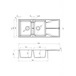 Outlet - Deante Andante zlewozmywak granitowy 116x50 cm wpuszczany szary metalik ZQNS213