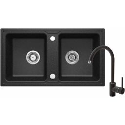 Deante Zorba zlewozmywak z baterią grafitowy/grafitowy ZQZA2203
