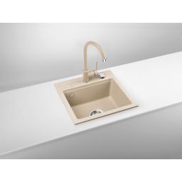 Deante Zorba zlewozmywak granitowy 44x44 cm z baterią kuchenną Nemezja piaskowy ZQZA7103