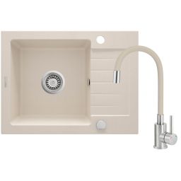 Deante Zorba zlewozmywak z baterią beżowy/stal ZQZG511A