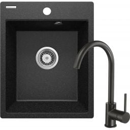 Deante Corio zlewozmywak z baterią grafitowy/czarny ZRCB2103