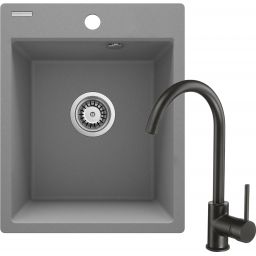 Deante Corio zlewozmywak z baterią szary metalik/czarny ZRCBS103