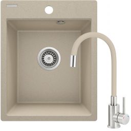 Deante Corio zlewozmywak 50x40 cm z baterią beżowy/stal ZRCP7103
