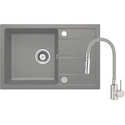 Deante Leda zlewozmywak z baterią szary metalik ZRDGS113