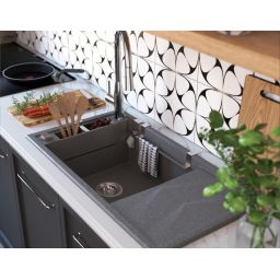 Deante Magnetic zlewozmywak granitowy 82x50 cm magnetyczny szary metalik ZRMS113