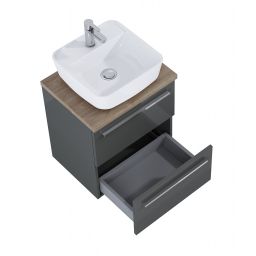 Elita Kwado Plus zestaw meblowy 50 cm umywalka z szafką wiszący antracyt połysk/dąb classic 168445