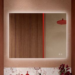 Elita Square lustro 100x80 cm prostokątne z oświetleniem z matą grzewczą white matt RE069529000010