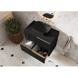 Elita Reni umywalka 45,5x32,5 cm prostokątna nablatowa black matt RE040460037160