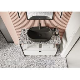 Elita Babette umywalka 62x41,2 cm owalna nablatowa black matt RE040620017160