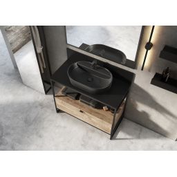 Elita Babette umywalka 62x41,2 cm owalna nablatowa black matt RE040620017160