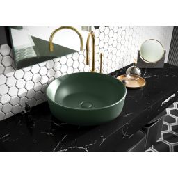 Elita Lorca umywalka 41,5x41,5 cm okrągła nablatowa forest green matt RE040420047010
