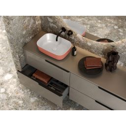 Elita Reni umywalka 45,5x32,5 cm prostokątna nablatowa biały połysk/terra pink mat RE040460896100