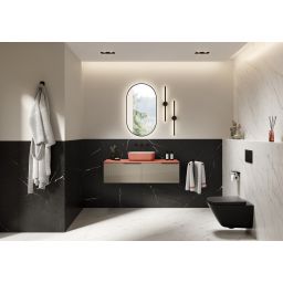 Elita Reni umywalka 45,5x32,5 cm prostokątna nablatowa biały połysk/terra pink mat RE040460896100