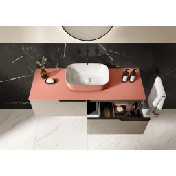 Elita Reni umywalka 45,5x32,5 cm prostokątna nablatowa biały połysk/terra pink mat RE040460896100