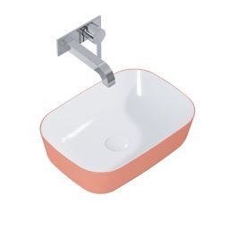 Elita Reni umywalka 45,5x32,5 cm prostokątna nablatowa biały połysk/terra pink mat RE040460896100