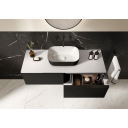 Elita Reni umywalka 45,5x32,5 cm prostokątna nablatowa biały połysk/czarny mat RE040460896110