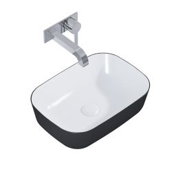 Elita Reni umywalka 45,5x32,5 cm prostokątna nablatowa biały połysk/czarny mat RE040460896110